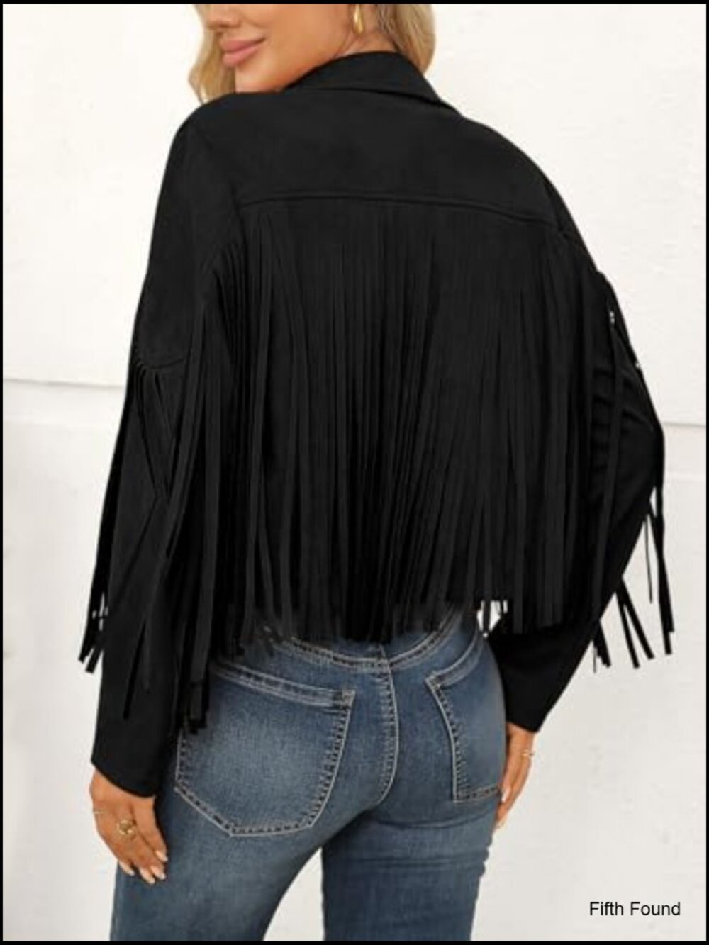 Cropped Faux Suede Fringe Jacket Western Cowgirl Concert Outfit - Picture 4 of 6